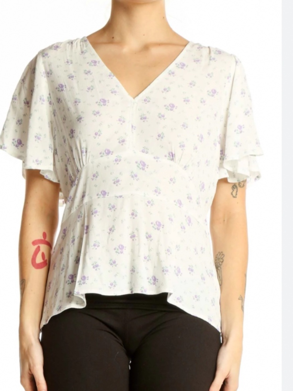 Loft Flutter sleeve babydoll blouse size 8